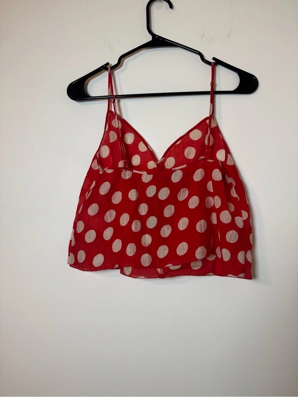 J.Crew Red Polka Dot Cami Tank Top Sheer NWT Size Small